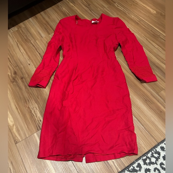 Gantos Vintage 1940s Red Long Sleeve Cocktail Dress Size 4